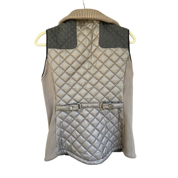 Johnston & Murphy Quilted Knit Zip Vest Women's Size S Beige Gray Puffer - Picture 4 of 8